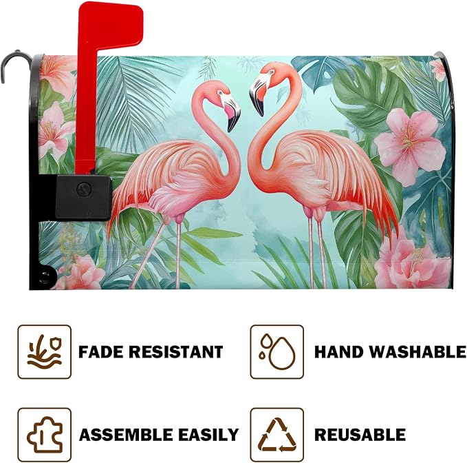 Summer Flamingos Mailbox Covers Magnetic Tropical Palm Mailbox Cover Standard - Image 7