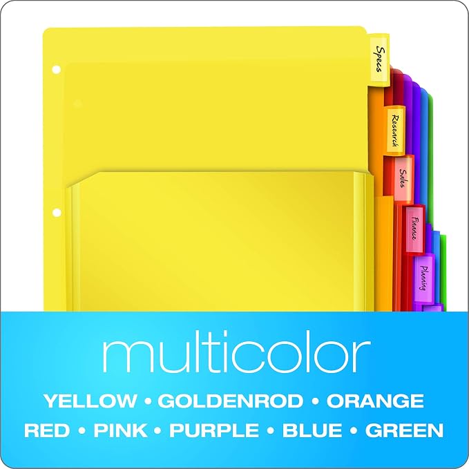 Oxford Binder Dividers with Pockets, 3 Pack, 8 Multicolor Tabs with Inserts - Image 5
