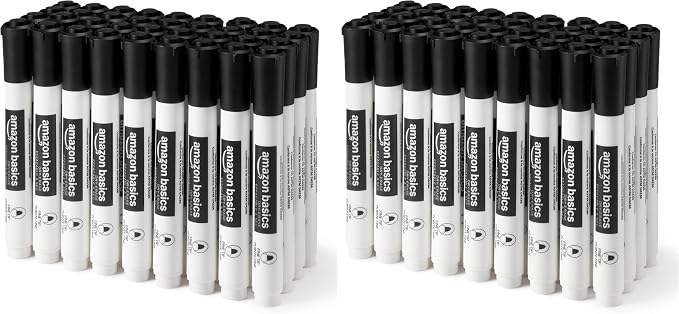 Amazon Basics Low-Odor Dry Erase Whiteboard Markers, Fine Tip by AmazonBasics
