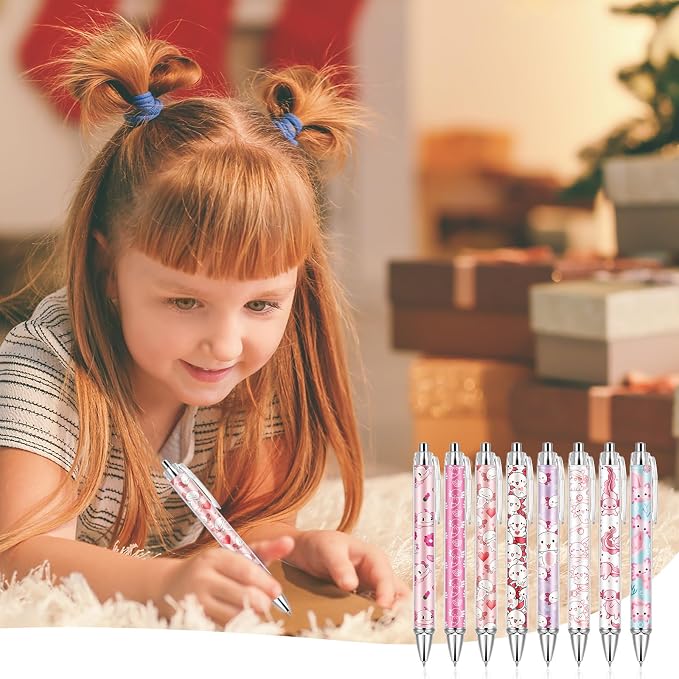 Ireer 8 Pcs Ballpoint Pens for Women 1.00 mm Cute Black Ink Fancy Pens Fine - Image 5