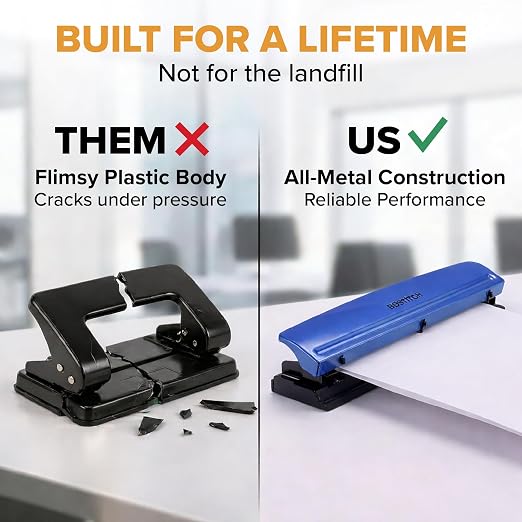 Bostitch 3-Hole Punch, 15 Sheet Capacity, Heavy Duty All-Metal Paper Punch - Image 4