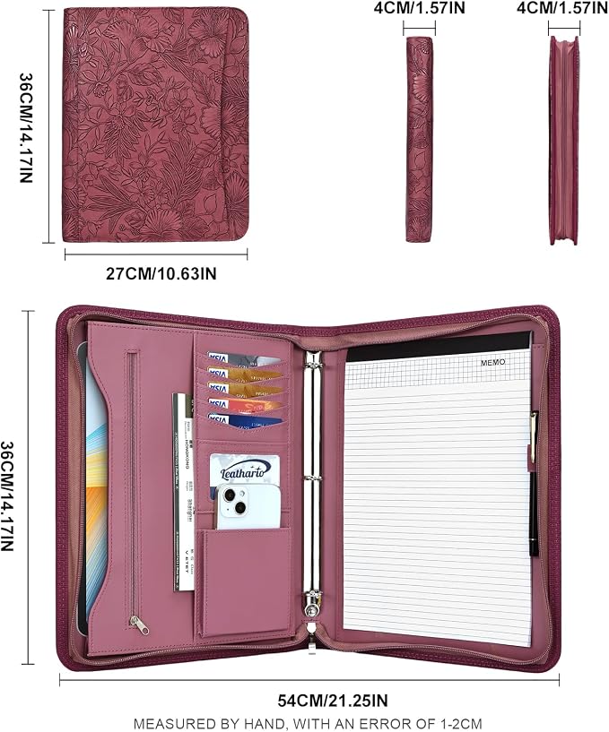 Leathario Portfolio Binder, Includes 5 Folder Index Dividers and 3 Notepads - Image 2