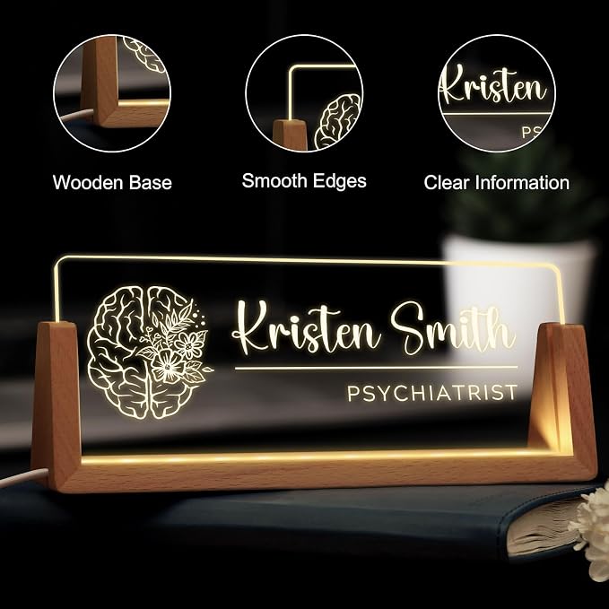 Custom Name Plate for Desk, Personalized Light Up Acrylic Desk Name Plate - Image 4