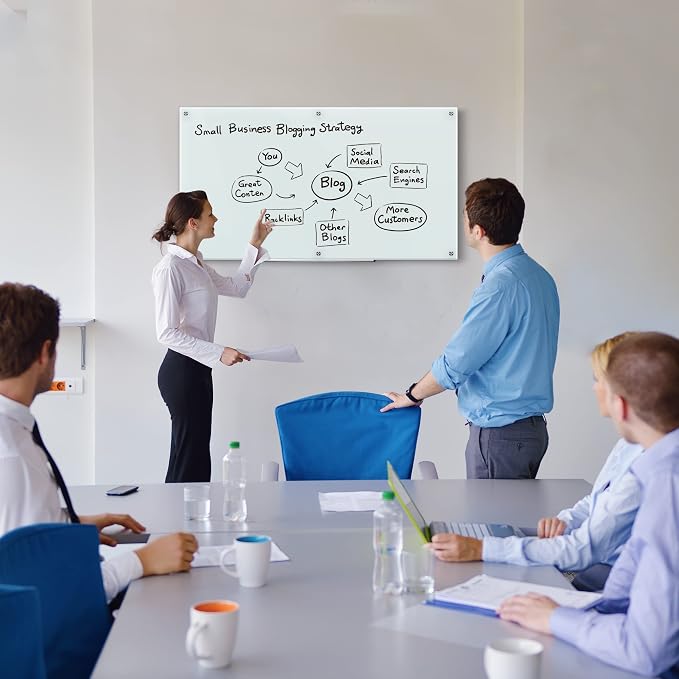 Amazon Basics Glass Dry-Erase Board, Magnetic Frameless Whiteboard, 96W" x 48H" - Image 6