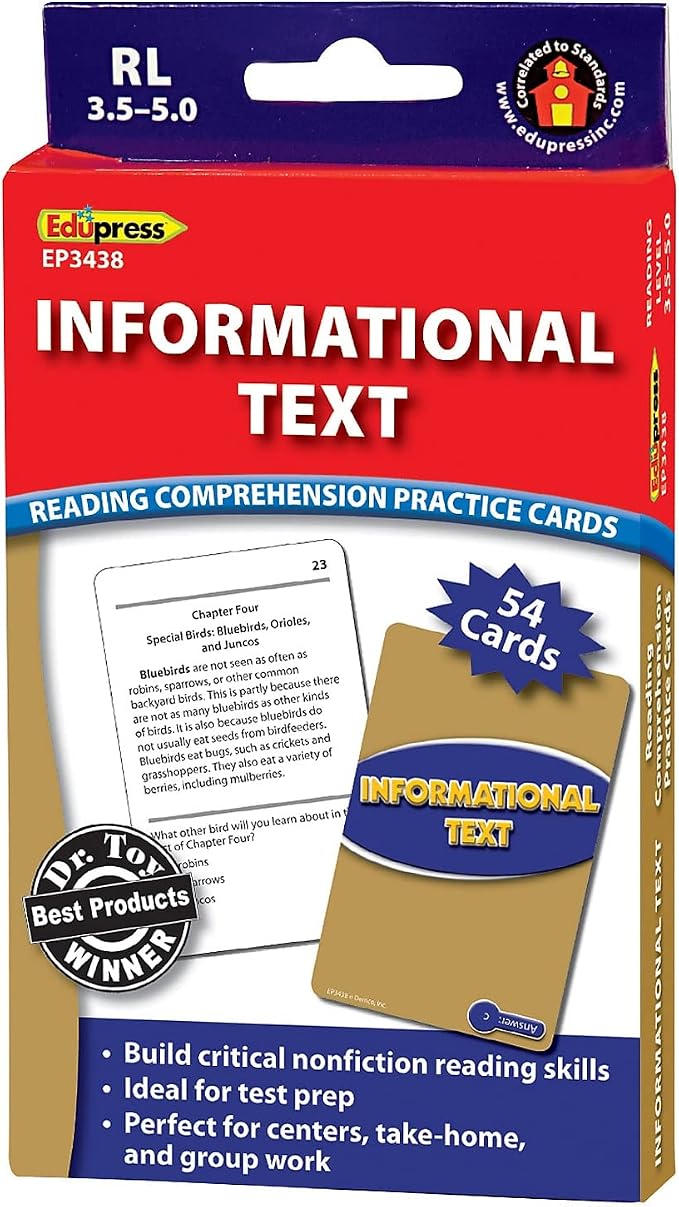 Edupress Reading Comprehension Practice Cards, Informational Text by TeacherCreatedResourcesOS