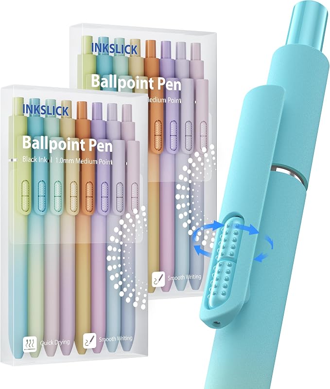 16 Pack Gradient Black Ballpoint Pens 1.0mm Fidget Pens by INKSLICK