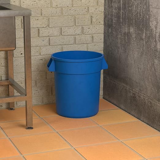 20 Gallon Blue Round Commercial Trash Can-DeskLoop Office