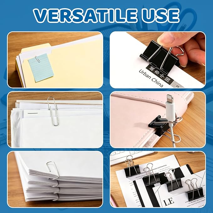 360 Pack Paper Clips and Binder Clips Set – Mixed Sizes Paperclips - Image 7