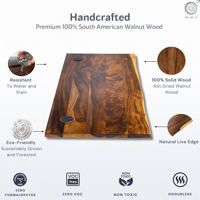 Standing Desk with Monitor Stand – Walnut Solid Wood Desk, Natural Live Edge - Image 5