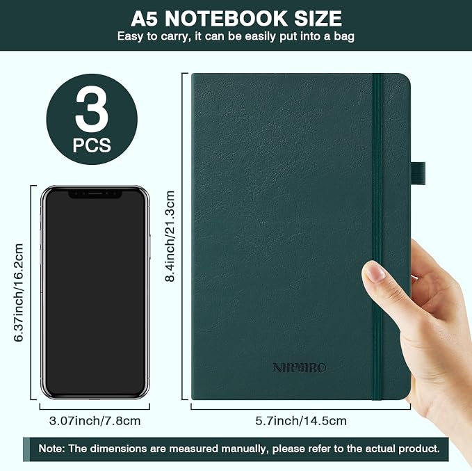 Hardcover Journal Notebook, 3 Pack 160 Pages Lined Journaling Notebooks - Image 5