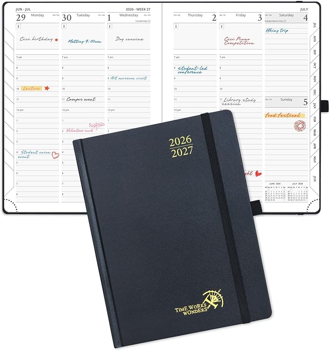 POPRUN 2026-2027 Academic Planner, 6.5" x 8.75", Weekly and Monthly Calendar by POPRUN