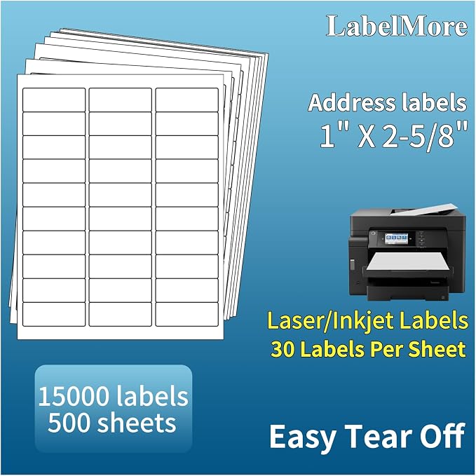 LabelMore Mailing Address Labels, 30 up Labels by LabelMore