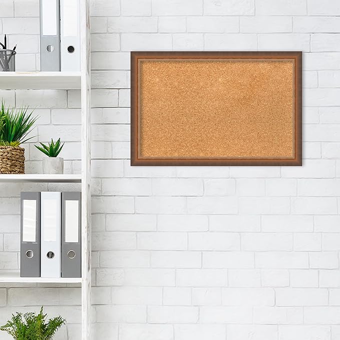 Amanti Art Natural Cork Board for Wall, 16x24 Vision Board with Bronze Frame, Small Corkboard Office Decor for Home Organization, Modern Corkboard Pinboard to Display Items for Home Organization in-DeskLoop Office