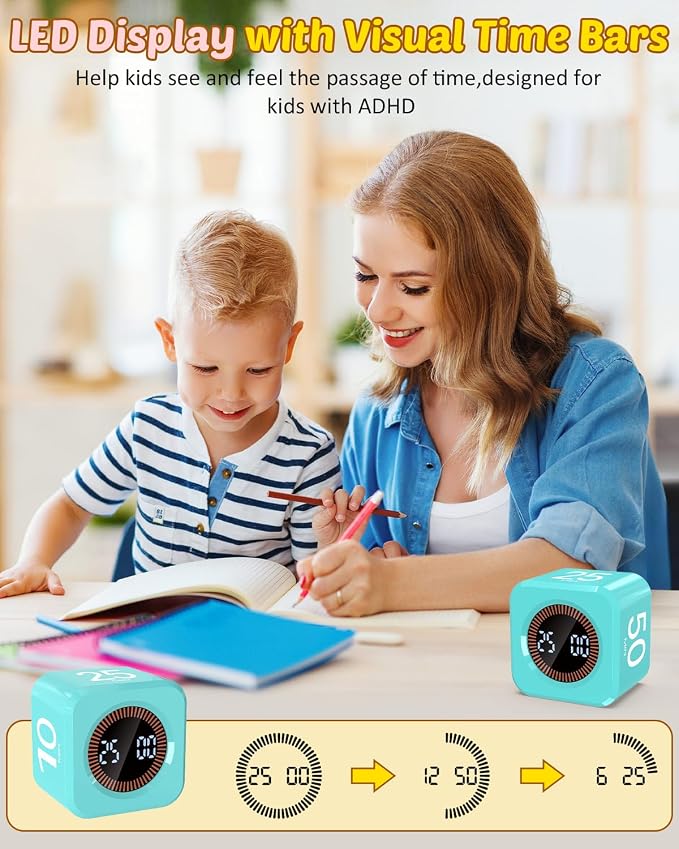 Digital Pomodoro Timer Cube 5/10/25/50min, Visual Productivity Flip Timer - Image 5