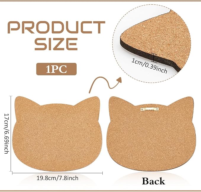 BENECREAT Pin Board Cat Cork Board, 0.4inch Thick Bulletin Display Board Wall - Image 2