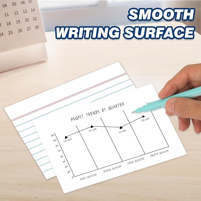 Chell 200 Count Index Cards 3x5 Inch Heavyweight, Ruled Front and Blank Back - Image 5