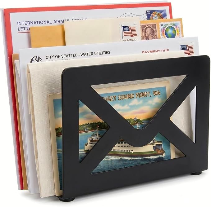 MyGift Black Metal Desktop Mail Holder by MyGiftHome