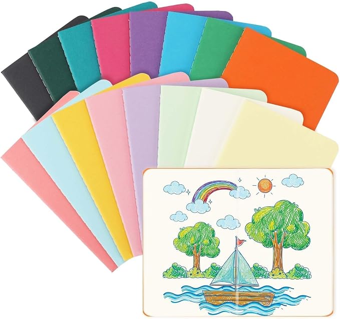 Oucaru 16PCS Mini Notebooks Bulk, 3.5" x 5.5", 16 Color, 60 Pages Blank Paper by Oucaru