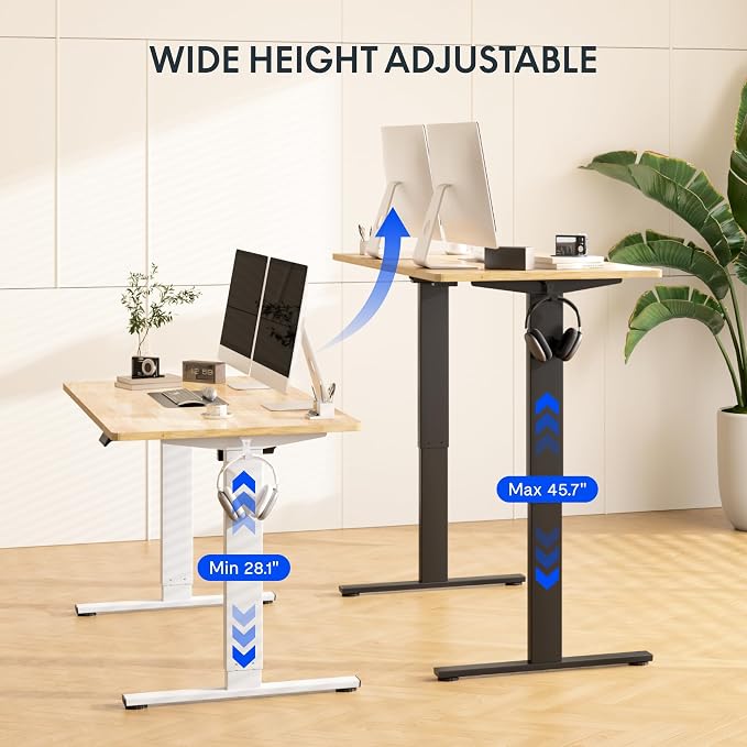 FLEXISPOT EN1 Solid Wooden Single-Piece Standing Desk, 48 x 24 Inches Sit Stand - Image 9