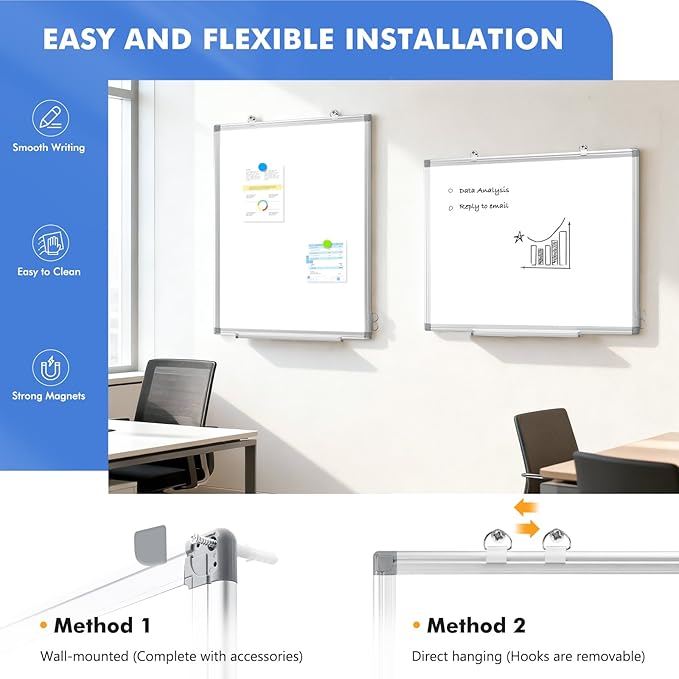 WALGLASS 3 Pack White Board, Hanging Mounted Whiteboard, Horizontal or Vertical - Image 2
