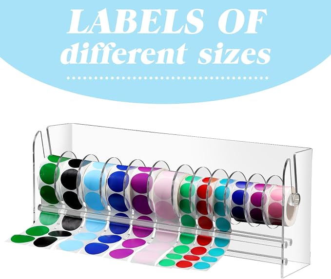 Qilery Adjustable Label Dispenser Acrylic Roll Sticker Dispenser Sticker Holder - Image 4