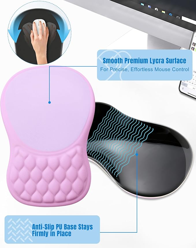 Ergonomic Mouse Pad with Wrist Rest, Slope Design Memory Foam Support, Smooth - Image 5