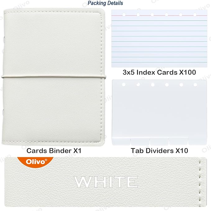 3x5 Lined Index Cards with Ring Binder Holder and Dividers, 100 Note Cards - Image 2