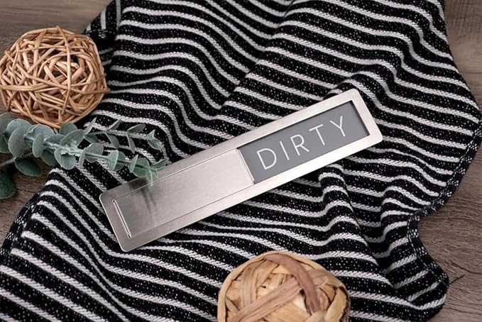 Stainless Steel Dishwasher Magnet Clean Dirty Sign - Image 2