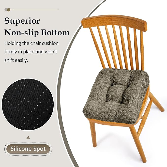 downluxe Chair Cushions for Dining Chairs 4 Pack, Tufted Indoor Chair Pads - Image 3