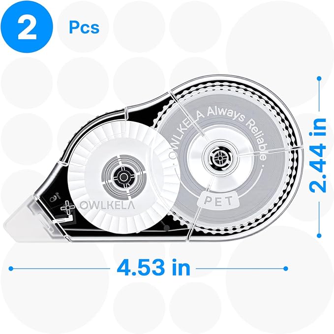 OWLKELA 2 Pack Plus Correction Tape, Tear-Resistant White Correction Tape - Image 2