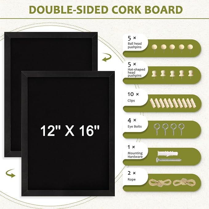 Double-Sided Small Wood Framed Cork Board - Image 2