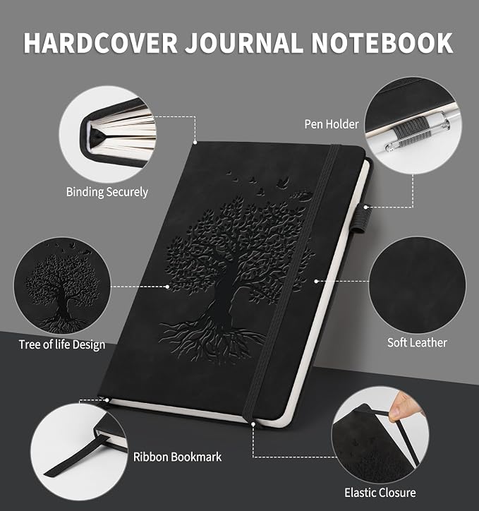 6 Pack Lined Journal Notebook for Women Men, A5 Hardcover Leather Journals for - Image 2
