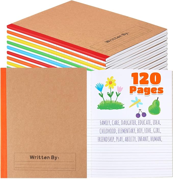 Henoyso 10 Pcs 120 Pages Primary Composition Notebooks K-2, Primary Journal Grades K-2, Writing Journal Practice Notebook for Kids in Preschool, Kindergarten, Back to School Supplies (Rainbow)-DeskLoop Office