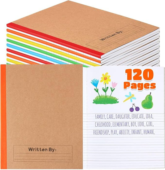 Henoyso 10 Pcs 120 Pages Primary Composition Notebooks K-2, Primary Journal Grades K-2, Writing Journal Practice Notebook for Kids in Preschool, Kindergarten, Back to School Supplies (Rainbow)-DeskLoop Office