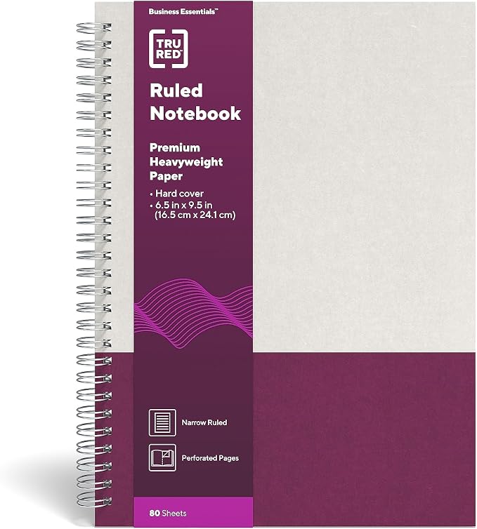 TRU RED Medium Hardcover Ruled Notebook by TRURED