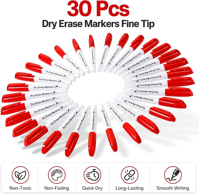 V-Opitos 30 Pack Fine Tip Dry Erase Markers - Image 2