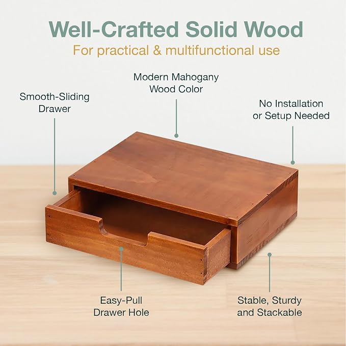 Single Drawer Desktop Storage Organizer in a Modern Wood Design Wooden - Image 4