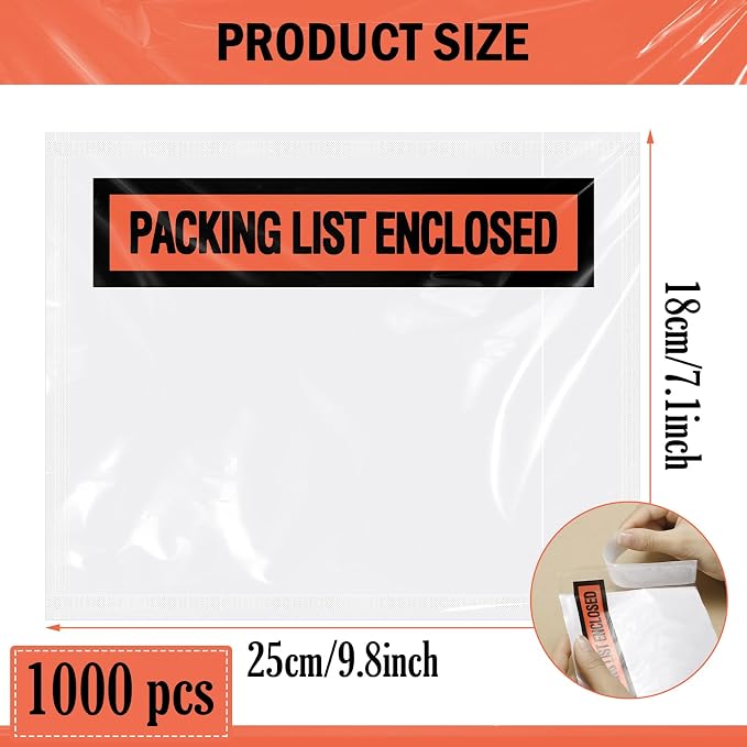 Teling 1000 Pcs Packing Slip Envelope Pouches Clear Self Adhesive Shipping - Image 2