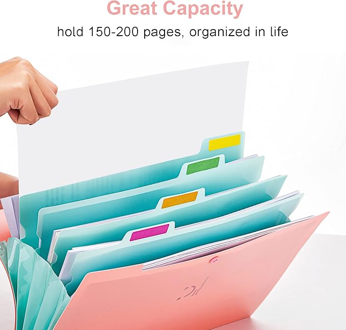 Forvencer Accordion File Organizer, Letter Size, 5 Pocket Expanding File Folder - Image 3