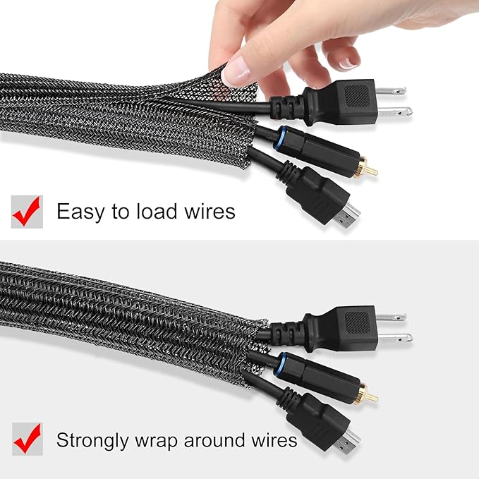 25ft -3/8 inch Cord Protector Cable Sleeve Split Wire Loom Tubing - Image 2