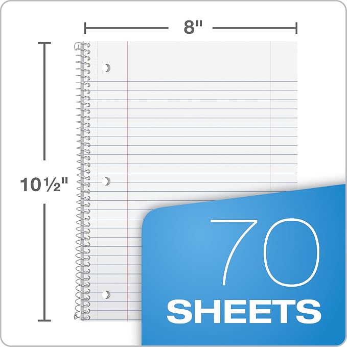 Oxford Spiral Notebooks, 6 Pack, 1 Subject, Wide Ruled Notebooks - Image 2