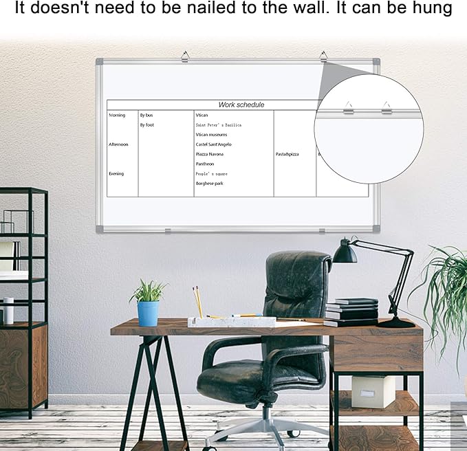 H-Qprobd White Board 36" x 24" Dry Erase Board for Wall Whiteboard 3' x 2' (2 Pack) Magnetic Presentation Board with Long Pen Tray, Wall-Mounted White Boards for Home, Office and School-DeskLoop Office