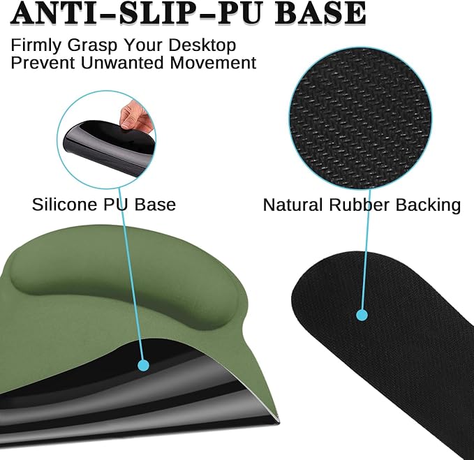 Britimes Olive Green Keyboard Mouse Pad Set 4in1 Large Mousepad+Keyboard Wrist - Image 8