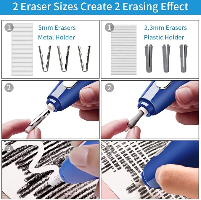 Electric Eraser, 140 Eraser Refills, Electric Pencil Eraser Rechargeable - Image 2