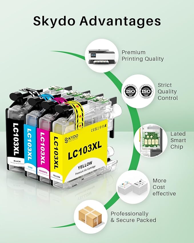 LC103XL Color Ink Cartridge Replacement for Brother LC103 XL Cartridges Use for MFC-J870DW MFC-J6520DW MFC-J475DW MFC-J6920DW MFC-J470DW(4 Pack)-DeskLoop Office