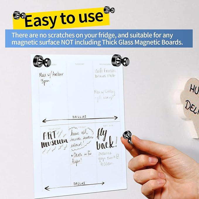 12Pack Fridge Magnets Black,Metal Refrigerator Magnet, Strong Push Pin Magnets for Whiteboard, Refrigerator, Dry Erase Board, Map, Locker Accessories, Office Accessories, Kitchen Accessories-DeskLoop Office