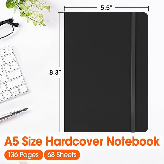 8 Pack Lined Journal Notebook for Work, A5 Hardcover, for Writing, Note Taking - Image 2