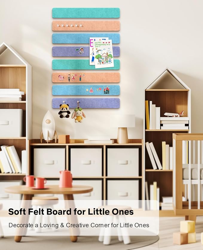 Small Cork Bulletin Board Tiles, Felt Wall Decor and Office Desk Accessories - Image 4