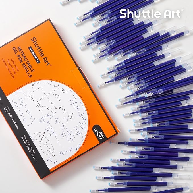 Retractable Gel Pen Refills, Shuttle Art 60 Pack Blue Rollerball Gel Ink Pens - Image 9