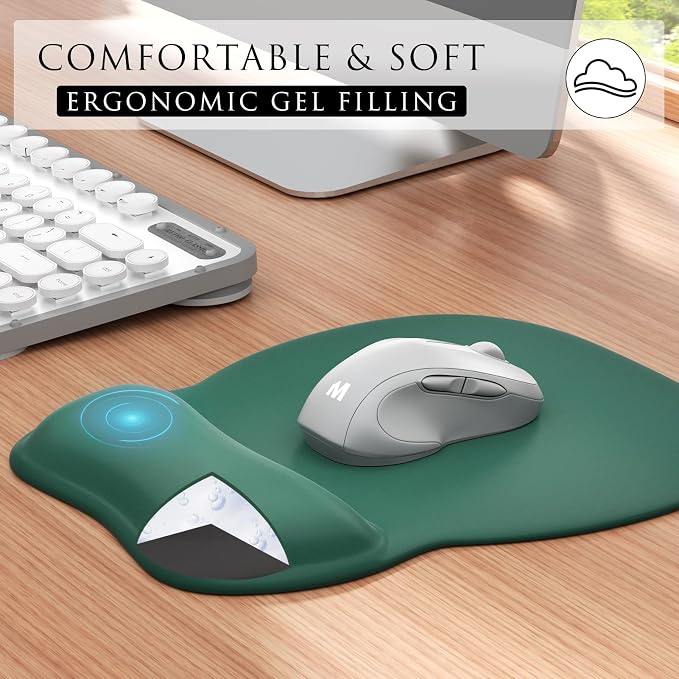 MROCO Ergonomic Mouse Pad with Gel Wrist Rest, 9.4 x 8.1 in, Forest Green | - Image 4